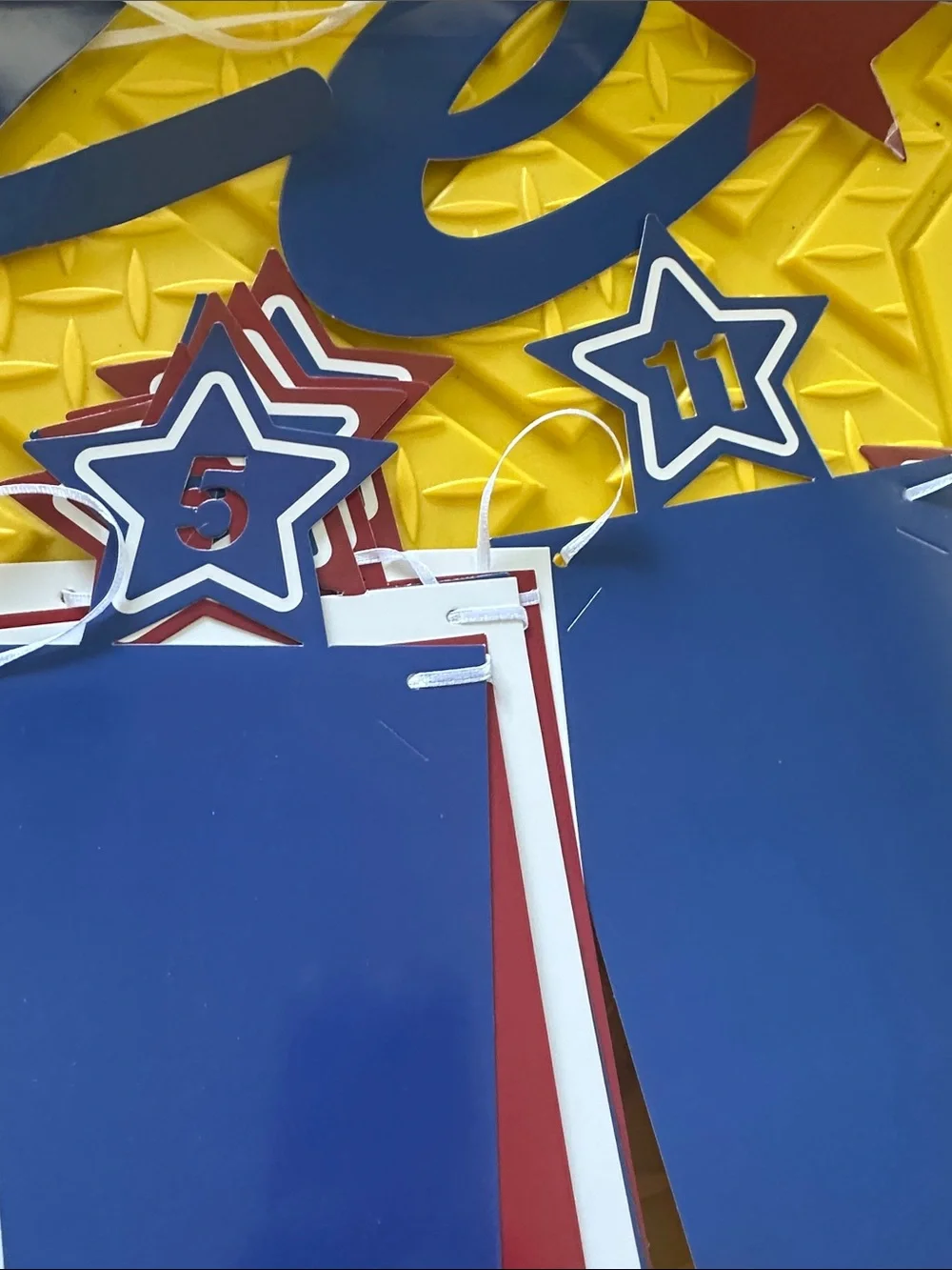 Patriotic Red White & Blue #1 oneFirst BDay Banner/Garland w/ Cake Topper NB-12m